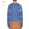 Nouveau chandail fait main de beau design de laine pour la fille, chandail tricoté à la main de dames